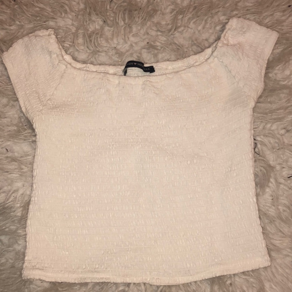 Brandy Melville Ruched Scrunch White Top